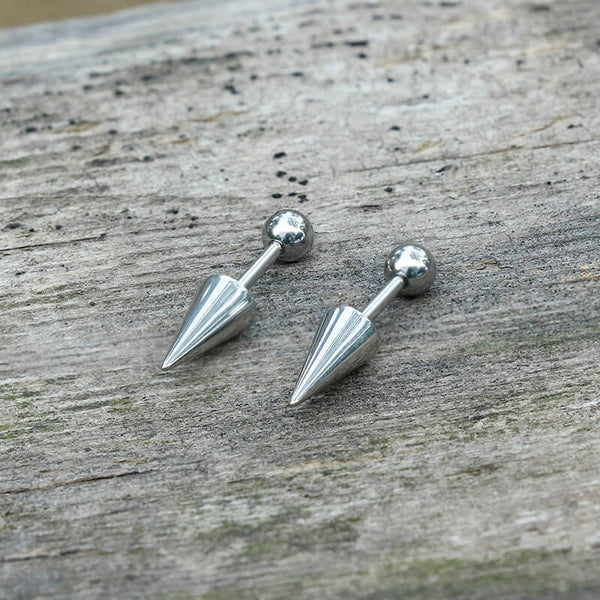 Round Ball Spike Stainless Steel Stud Earrings | Gthic.com