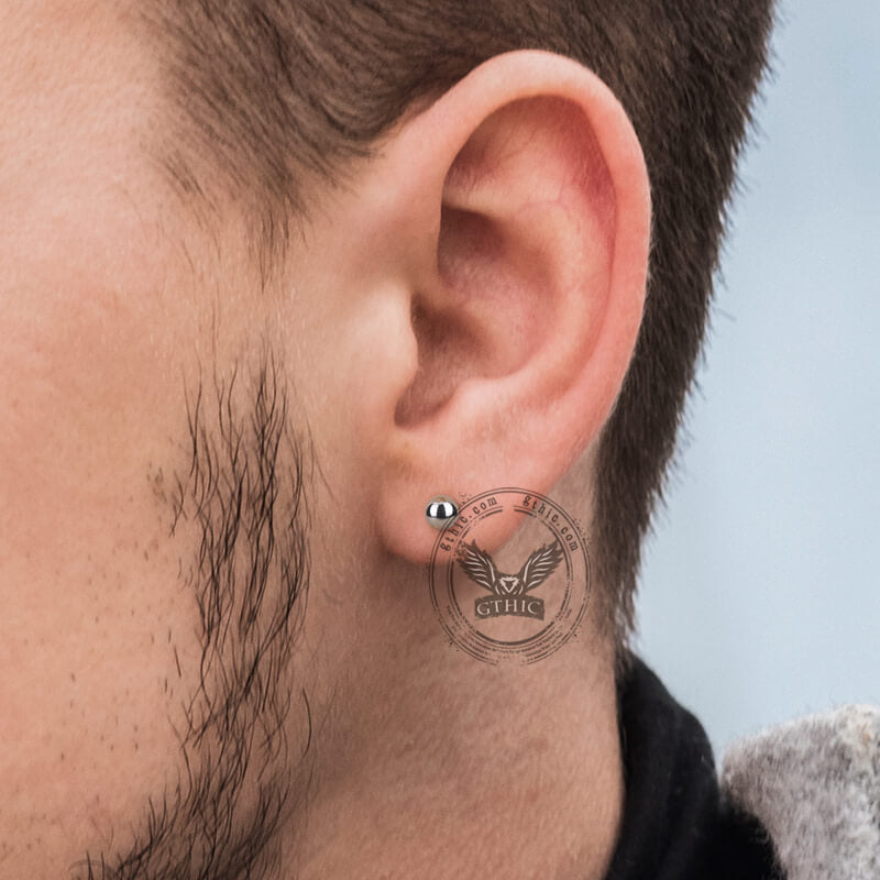 Round Ball Spike Stainless Steel Stud Earrings | Gthic.com