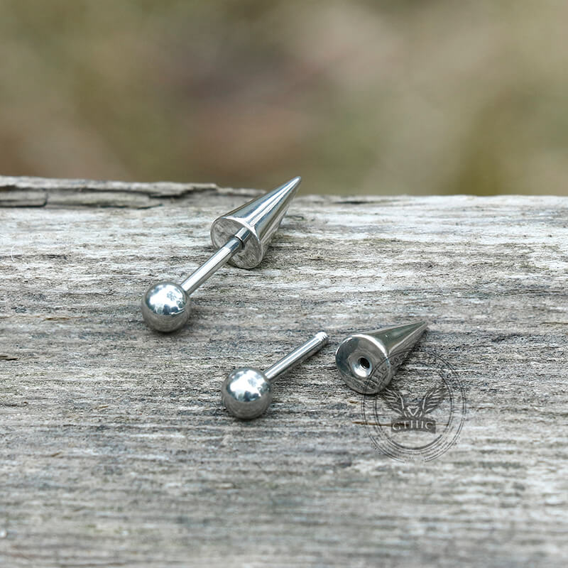 Round Ball Spike Stainless Steel Stud Earrings | Gthic.com