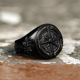 Round Compass Stainless Steel Ring | Gthic.com
