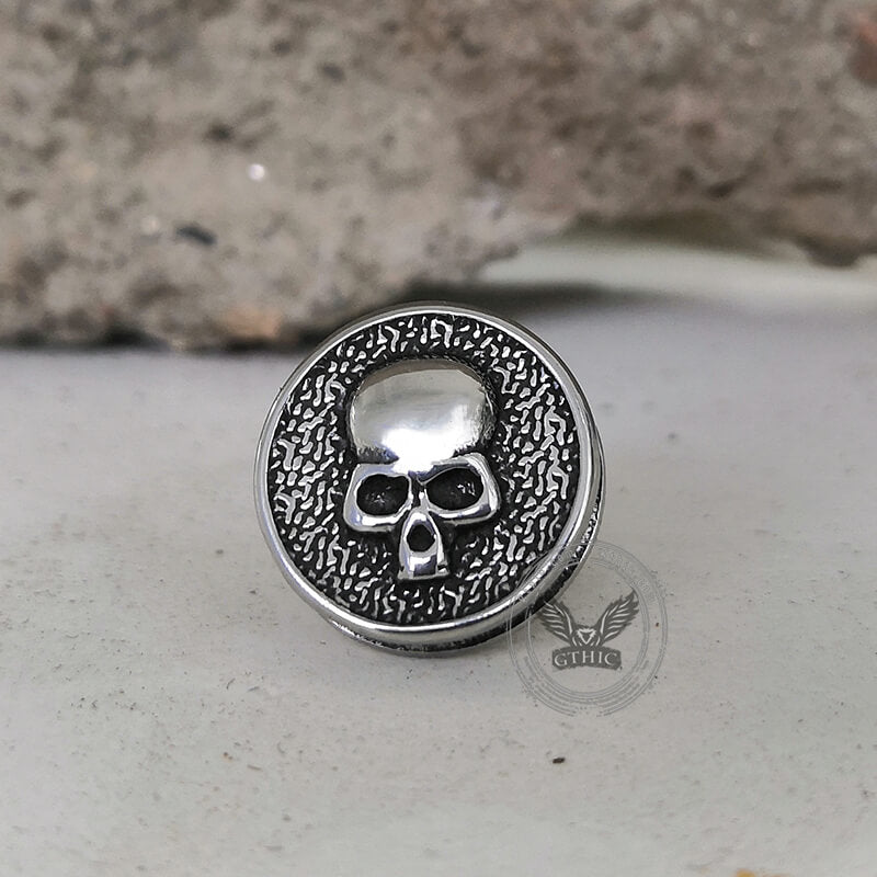 Round Shape Stainless Steel Skull Stud Earrings | Gthic.com