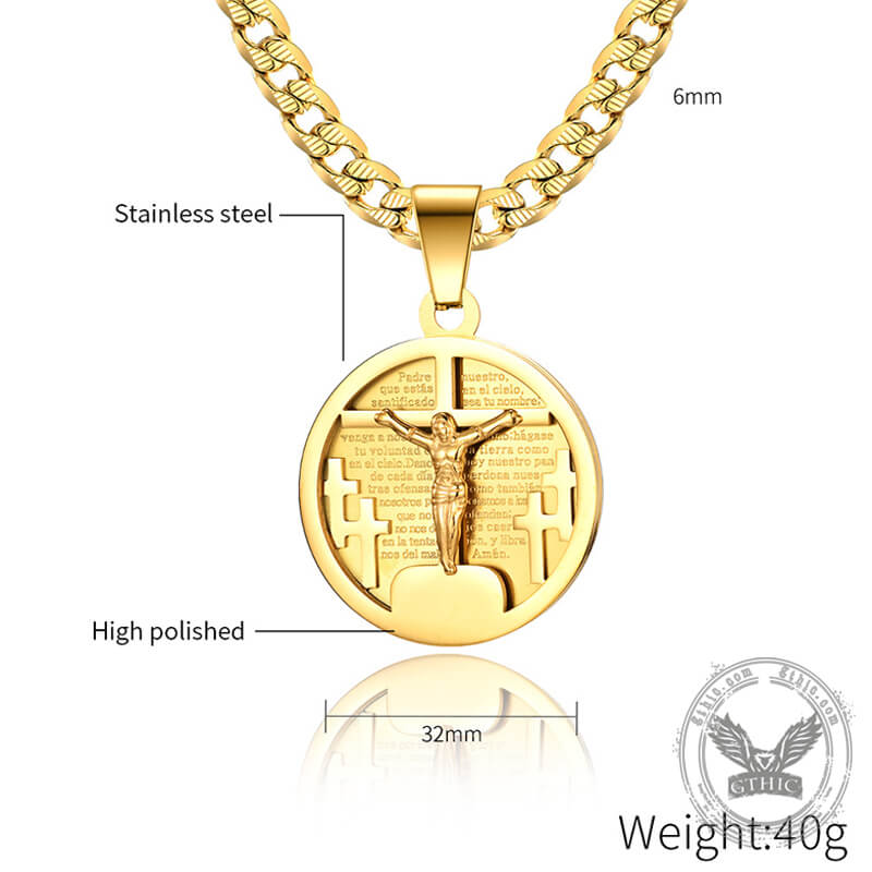 Round Shaped Crucifixion of Jesus Cross Pendant