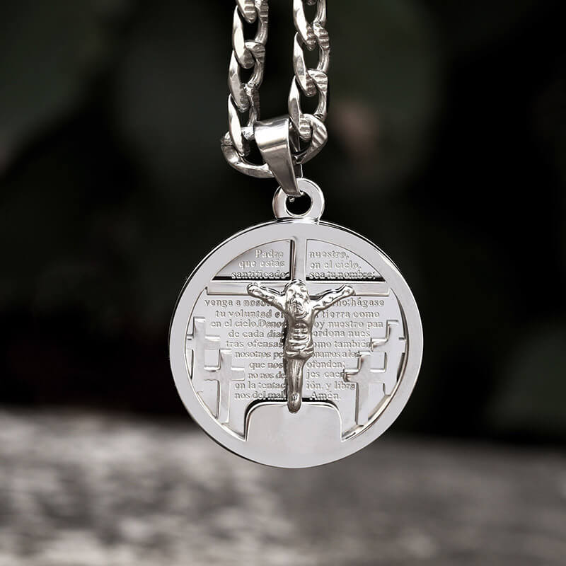 Round Shaped Crucifixion of Jesus Cross Pendant | Gthic.com