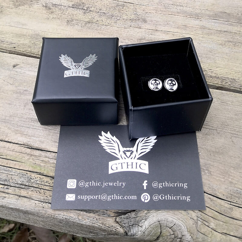 Round Skull Stainless Steel Stud Earrings