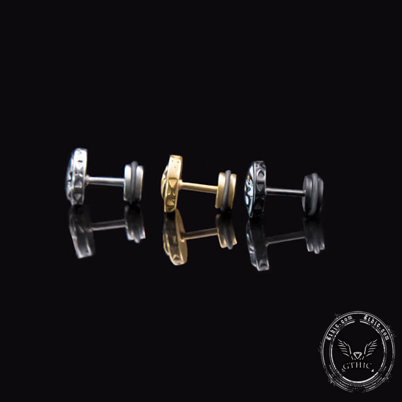 Pendientes redondos de acero con calavera