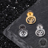 Round Skull Stainless Steel Stud Earrings | Gthic.com