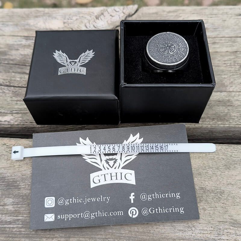 Round Viking Runes Raven Stainless Steel Ring