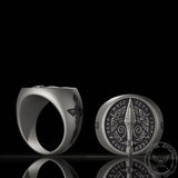 Runes Sword Sterling Silver Viking Ring | Gthic.com