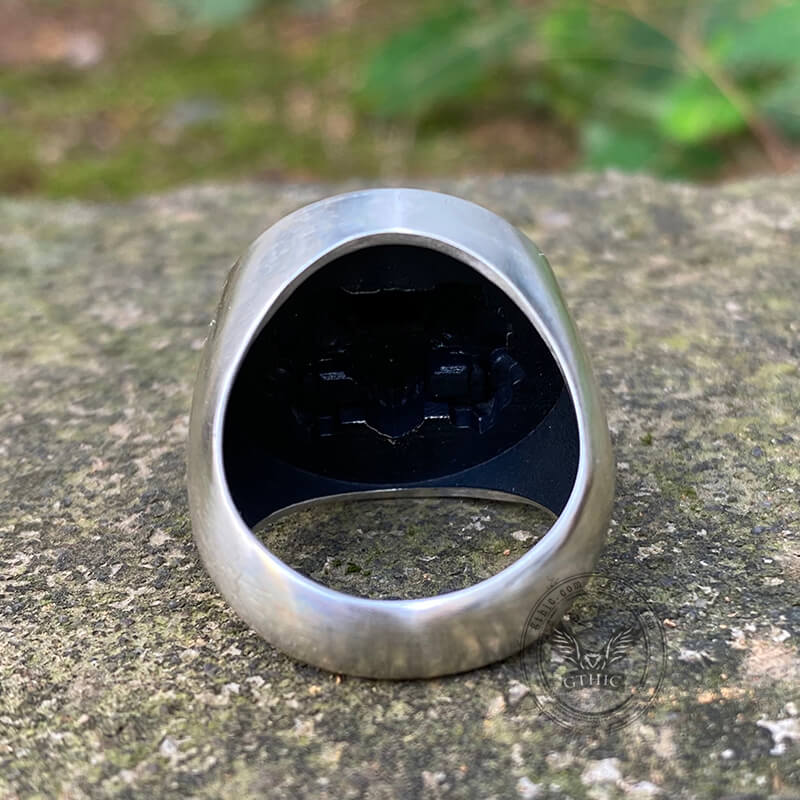 Saber Toothed Tiger Skulls Sterling Silver Ring | Gthic.com
