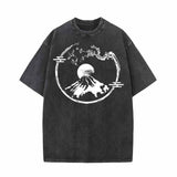 Sakura Branch Mountain Fuji Vintage Washed T-shirt 01 | Gthic.com