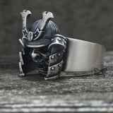 Samurai Mask Warrior Helmet Sterling Silver Ring | Gthic.com