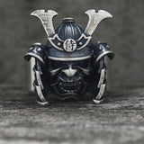 Samurai Mask Warrior Helmet Sterling Silver Ring | Gthic.com