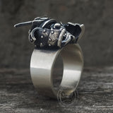 Samurai Mask Warrior Helmet Sterling Silver Ring