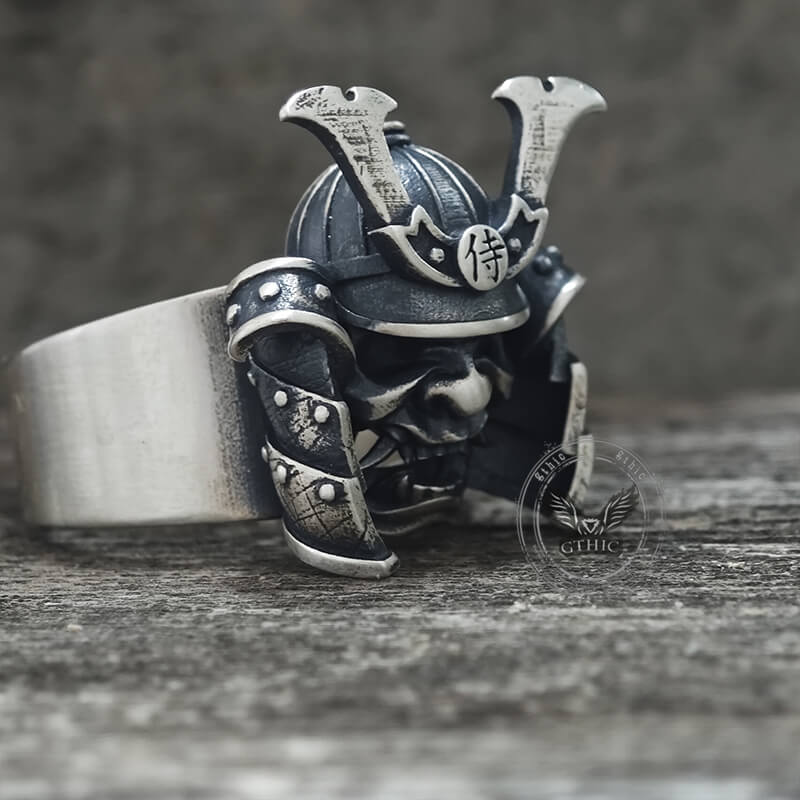 Samurai Mask Warrior Helmet Sterling Silver Ring