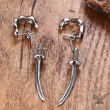 Samurai Sword Stainless Steel Stud Earrings | Gthic.com