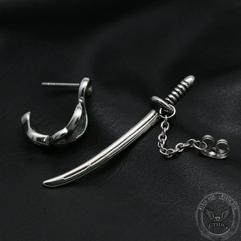 Samurai Sword Stainless Steel Stud Earrings | Gthic.com