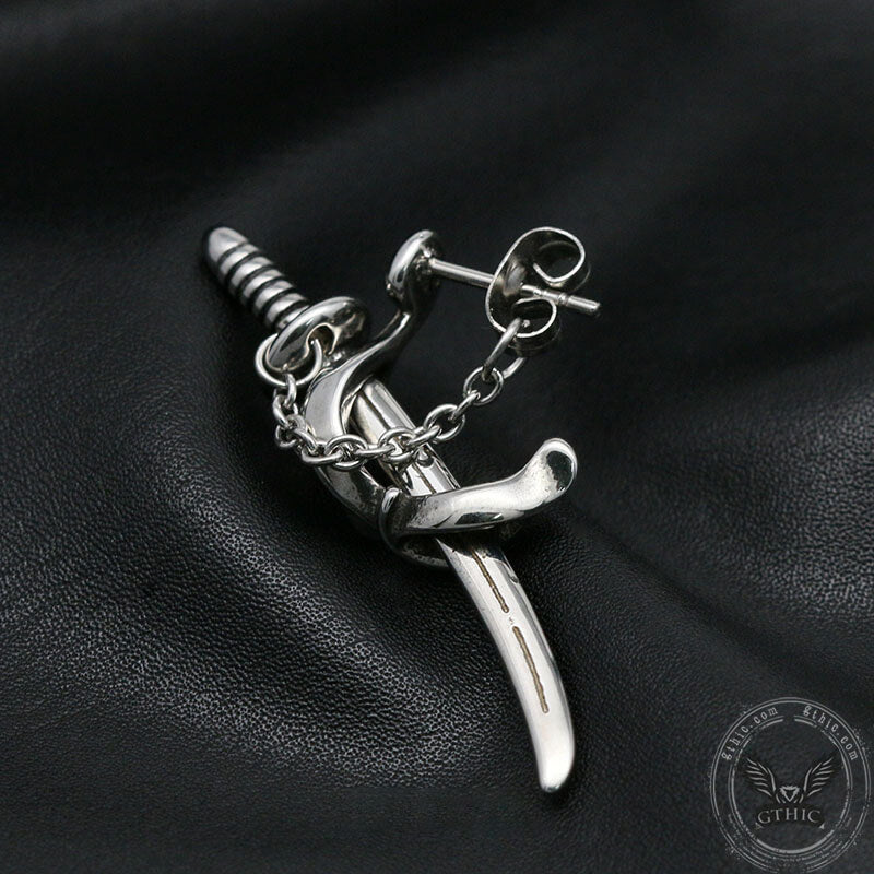 Samurai Sword Stainless Steel Stud Earrings | Gthic.com