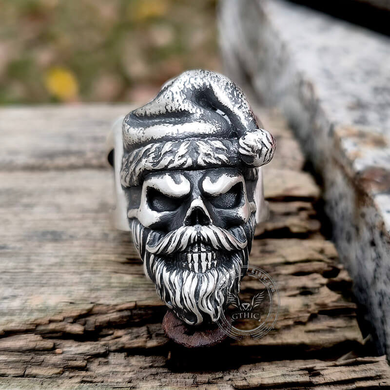 Santa Claus Skull Sterling Silver Ring