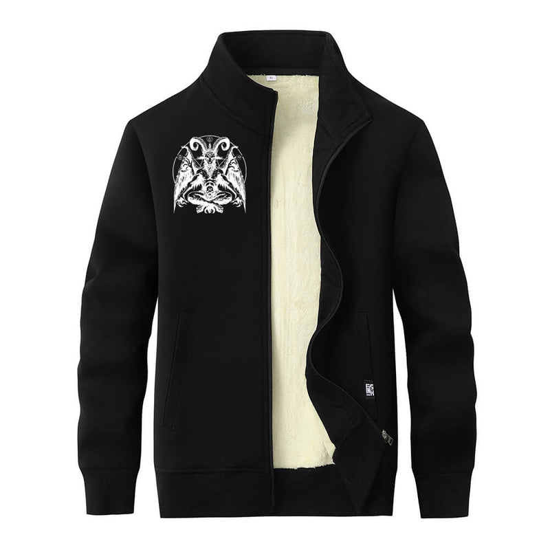 Satan Baphomet Goat Stand Collar Zip Cardigan | Gthic.com