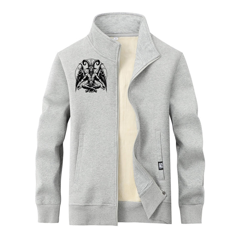 Satan Baphomet Goat Stand Collar Zip Cardigan | Gthic.com