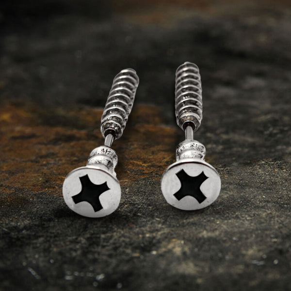 Screw Stainless Steel Stud Earrings | Gthic.com