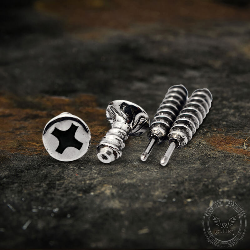 Screw Stainless Steel Stud Earrings | Gthic.com