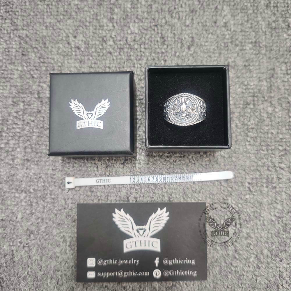 Scrolls Floral Sterling Silver Phoenix Ring