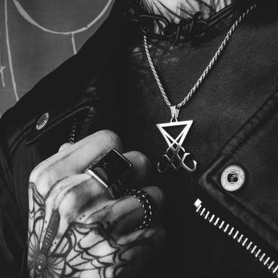 EUEAVAN Sigil van Lucifer Satan Ketting Satan's Seal Mystic Baphomet Gothic Hanger Pagan Wicca Vrouw Religieuze Ketting Sieraden, Roestvrij staal, Geen edelsteen