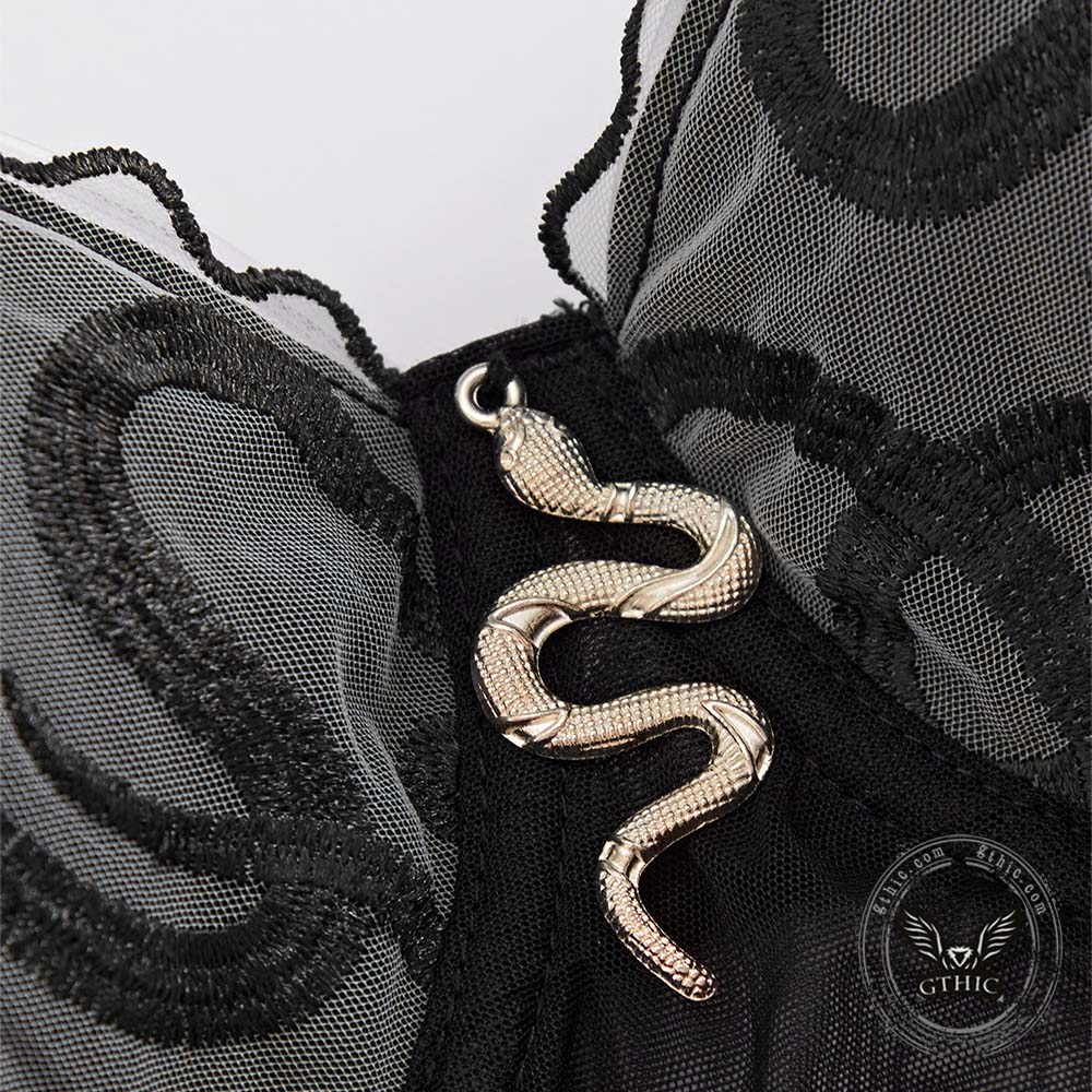 See-Through Snakeskin Embroidery Lace Hem Camisole