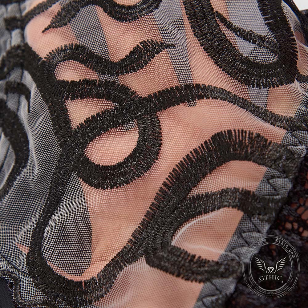 See-Through Snakeskin Embroidery Lace Hem Camisole