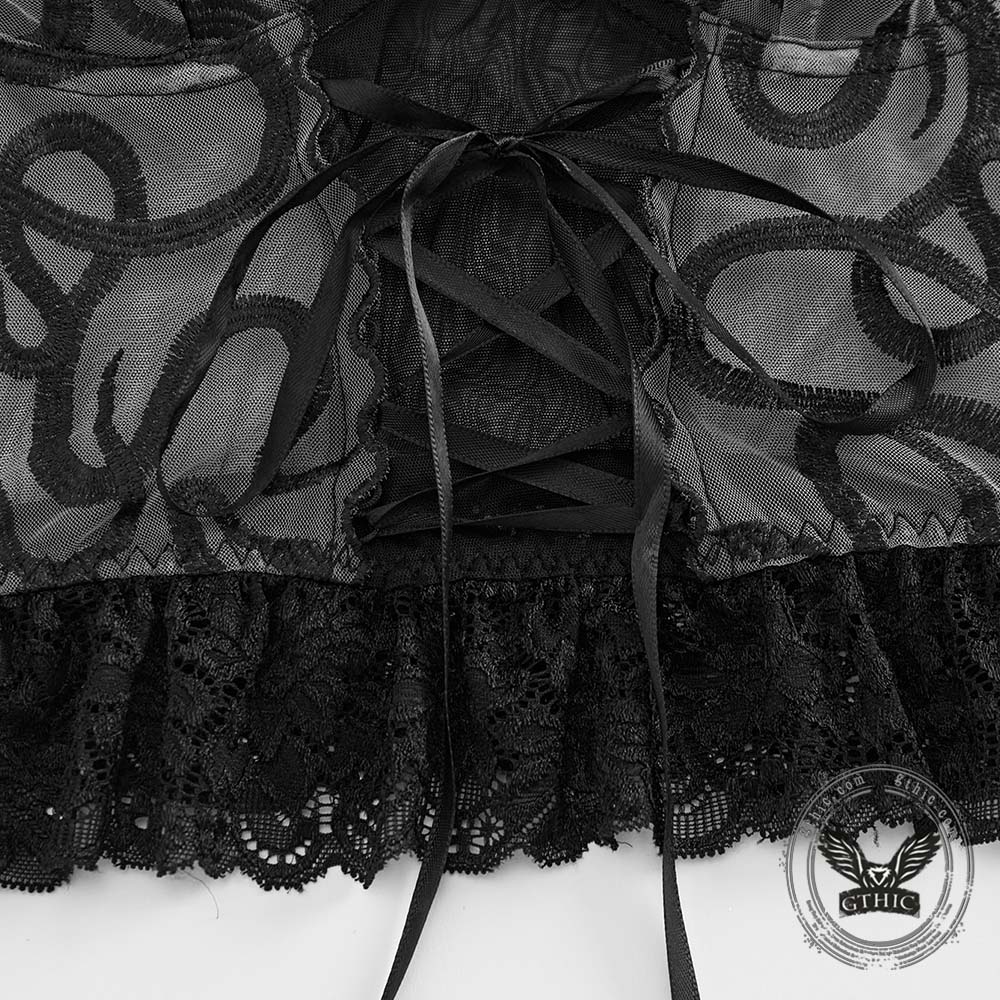 See-Through Snakeskin Embroidery Lace Hem Camisole