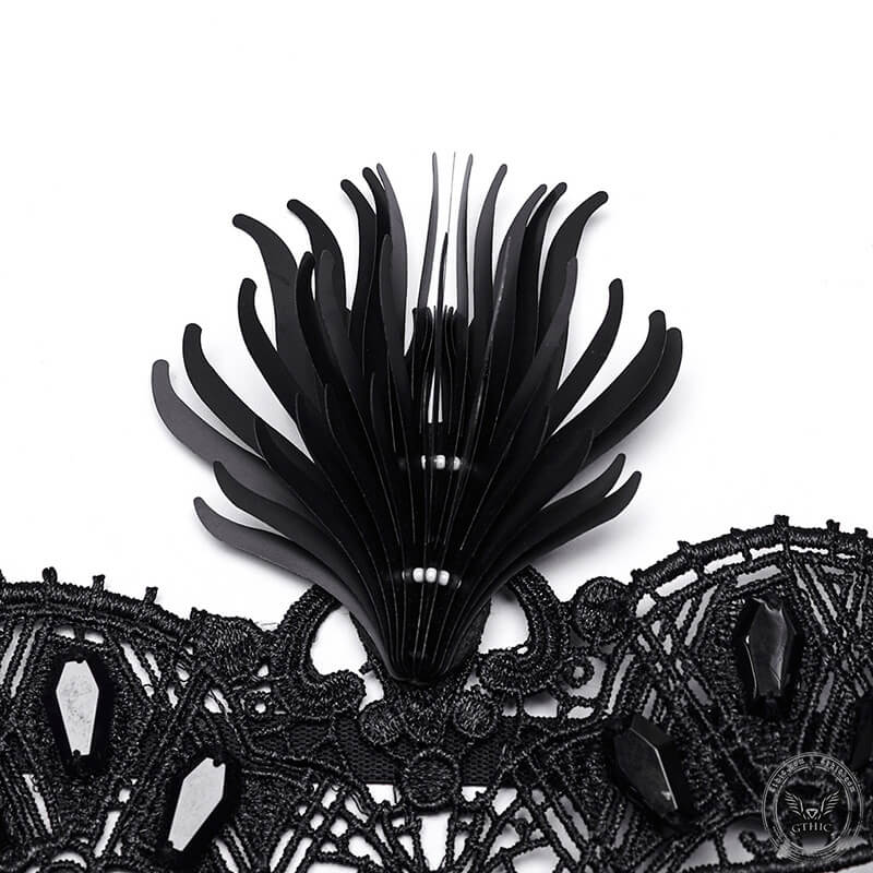 Máscara de media cara gótica misteriosa con borlas de lentejuelas