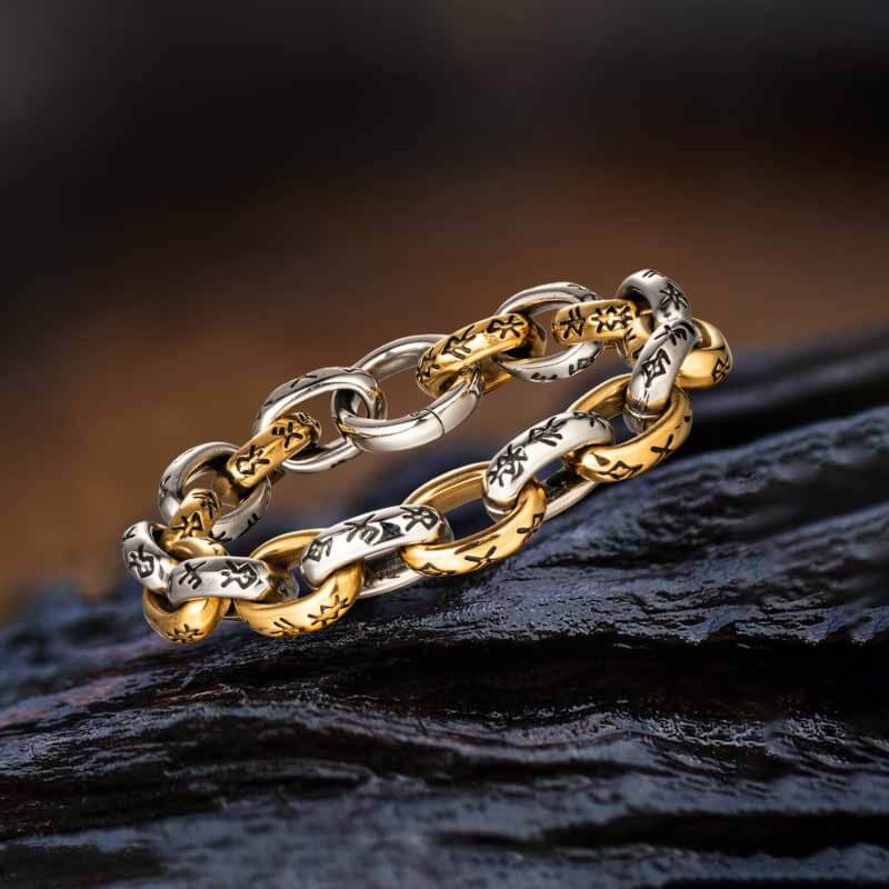 Seven Realms Seal Rune Letter Stainless Steel Viking Bracelet