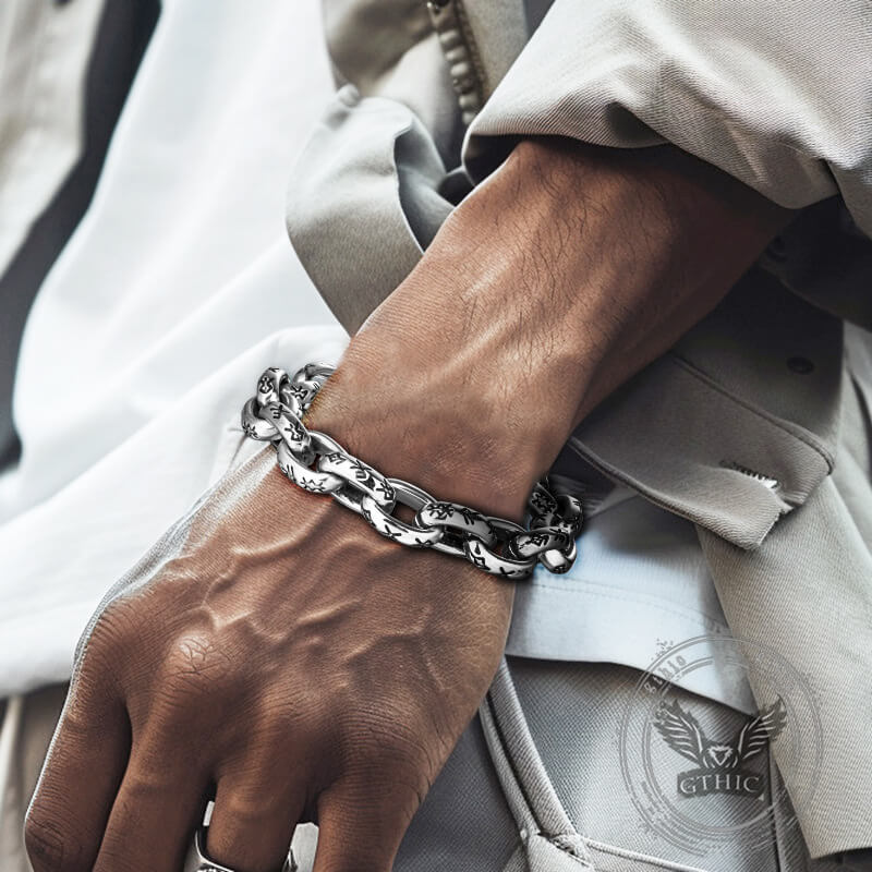 Seven Realms Seal Rune Letter Viking Bracelet | Gthic.com