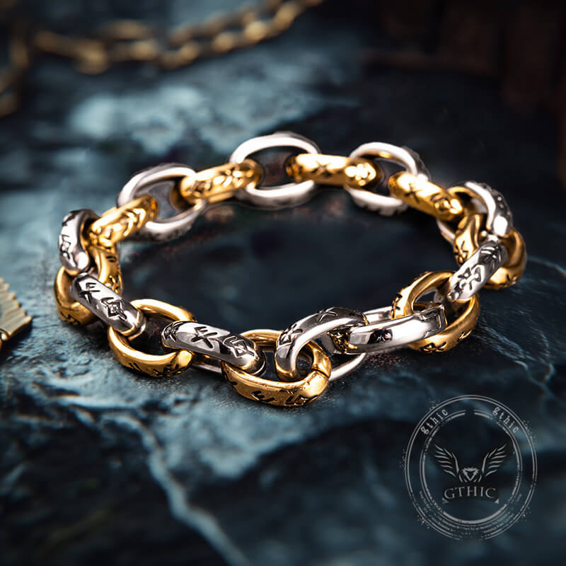 Seven Realms Seal Rune Letter Viking Bracelet | Gthic.com