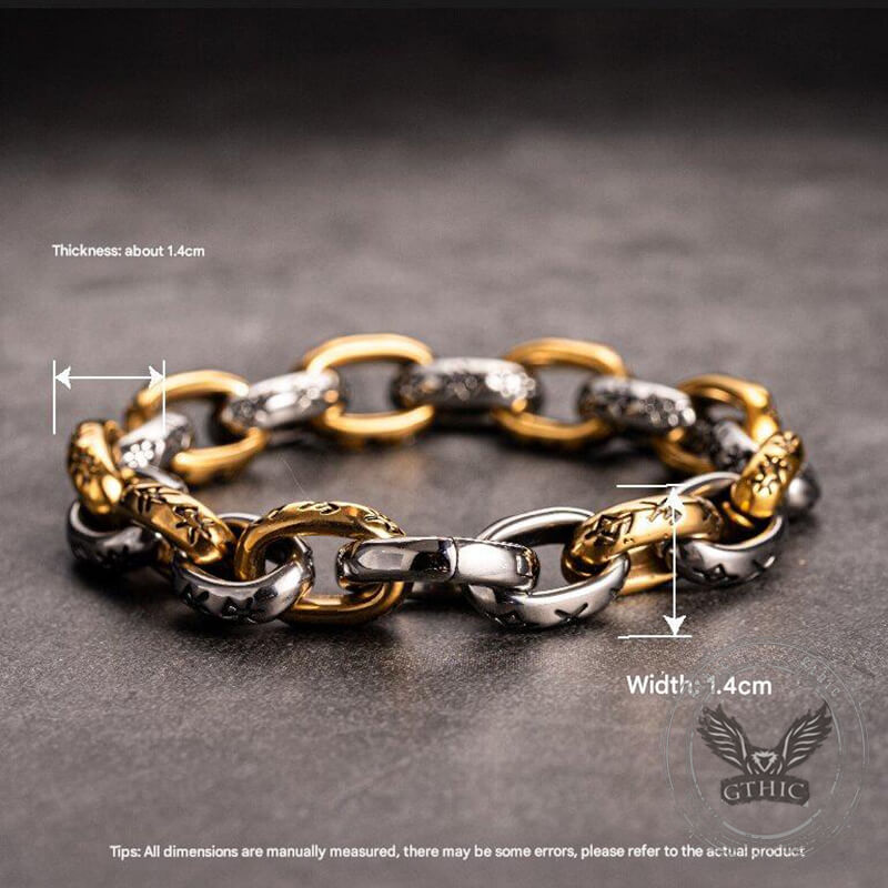 Seven Realms Seal Rune Letter Stainless Steel Viking Bracelet