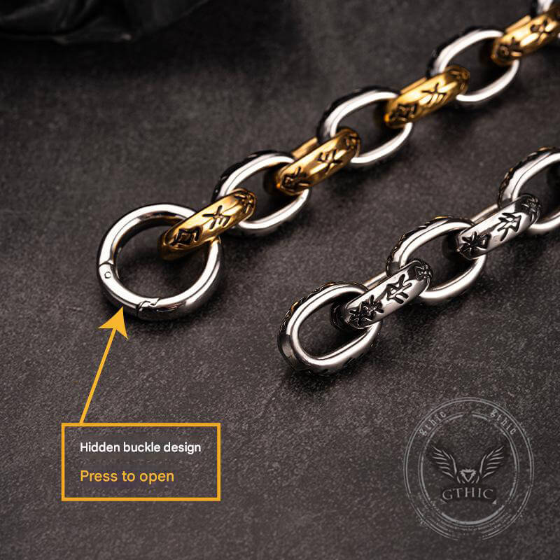 Seven Realms Seal Rune Letter Stainless Steel Viking Bracelet