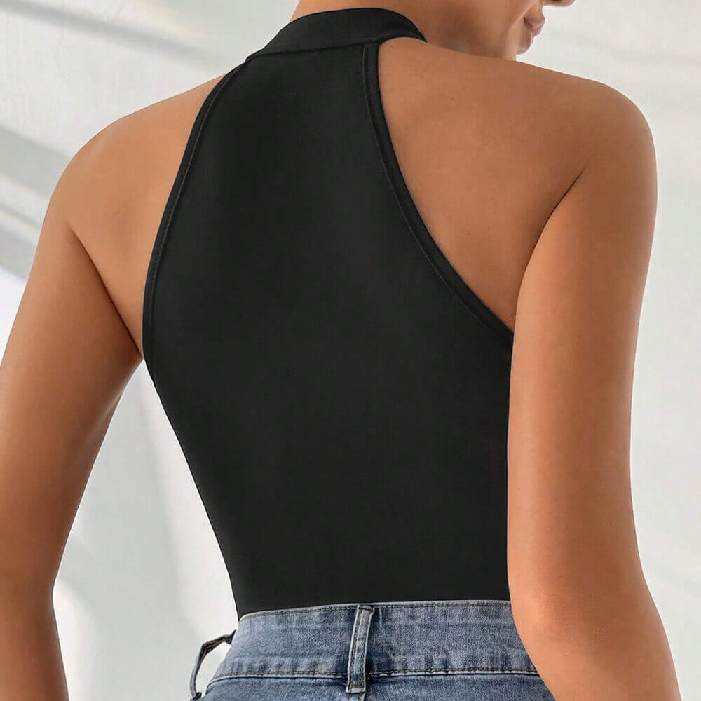 Sexy Black Halterneck Lace Jacquard Jumpsuit | Gthic.com