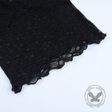 Sexy Black See-Through Lace Bell-Sleeved Top