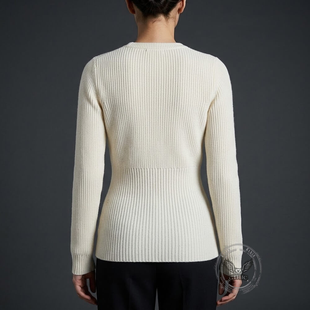 Sexy Form-Fitting Deep-V Knotted-Front Knit Top