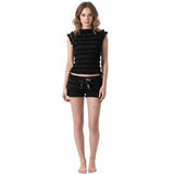 Sexy Lace Back Hollow Lace-Up Vest Bow Shorts Set