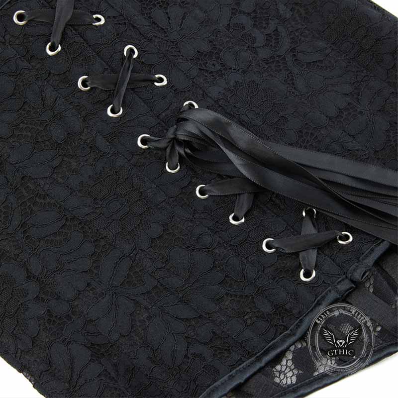 Sexy Lace Mesh Side Zipper Suspender Corset