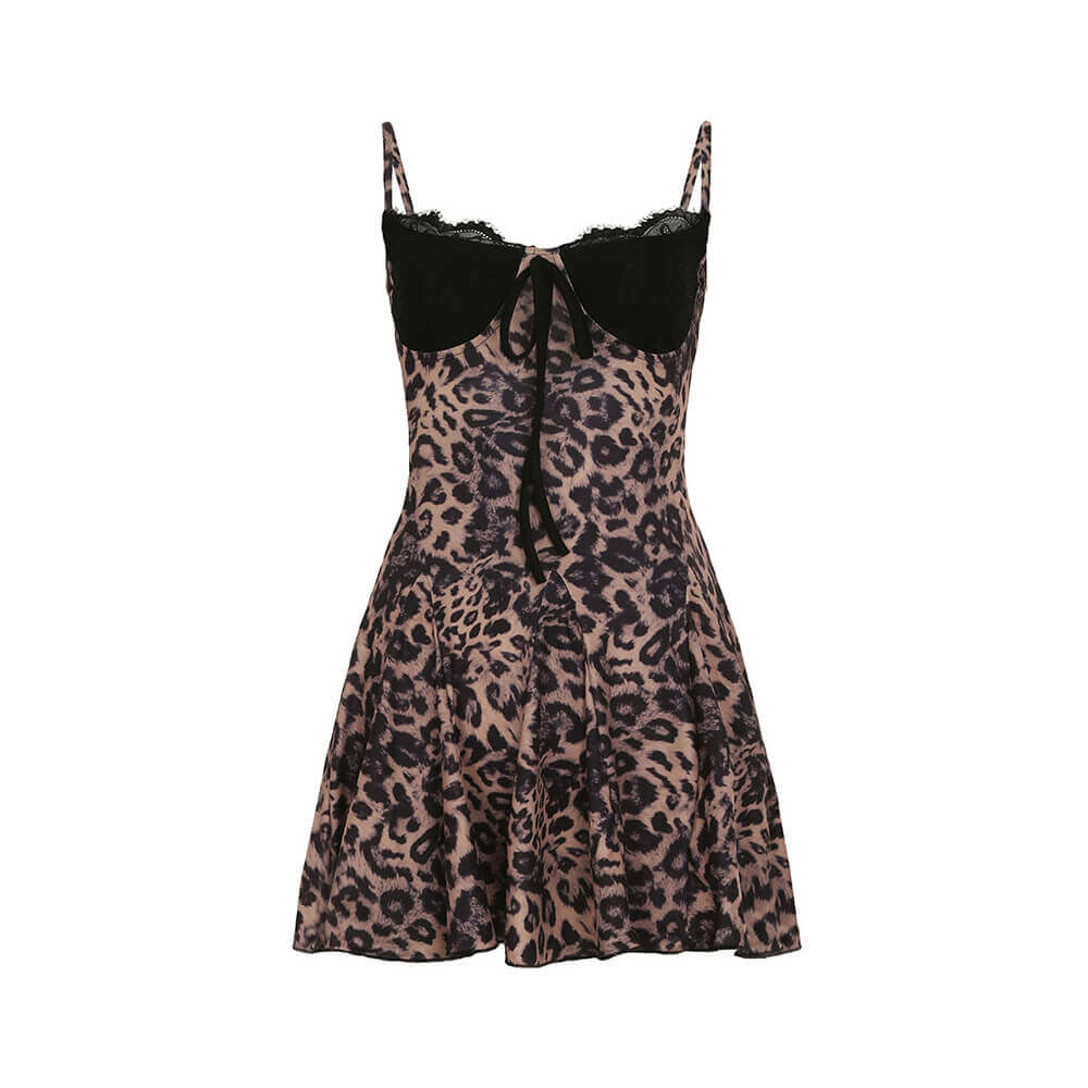 Sexy Leopard Lace Splicing Slim Suspender Dress | Gthic.com