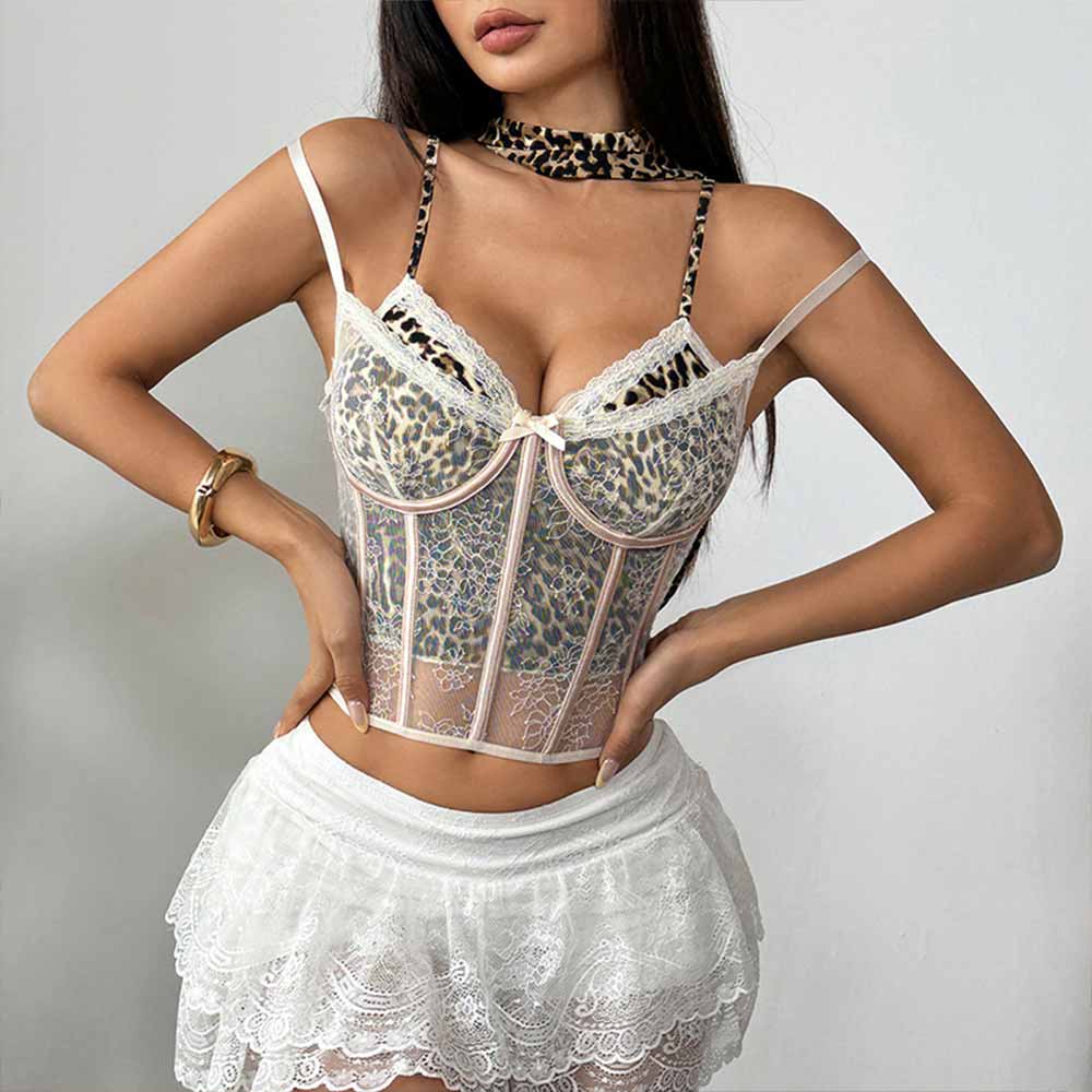 Sexy Leopard Patchwork Fake Two-Piece Camisole