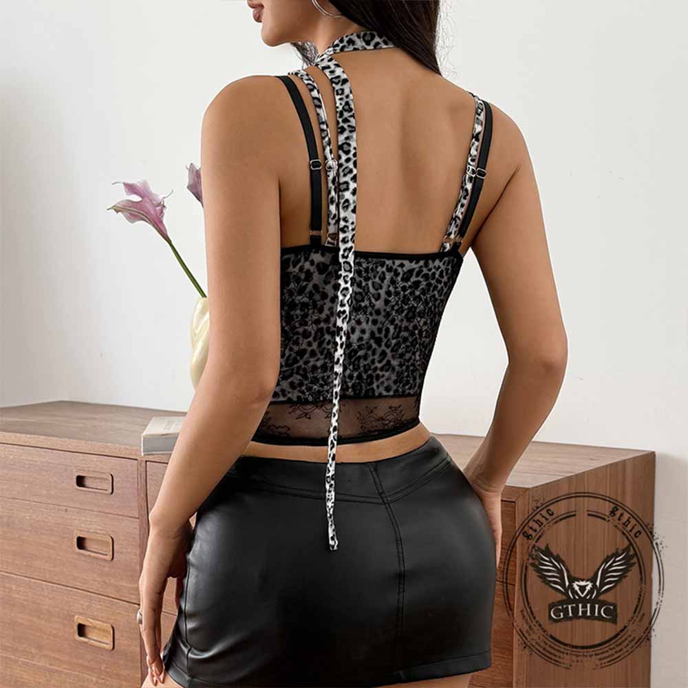 Sexy Leopard Patchwork Fake Two-Piece Camisole