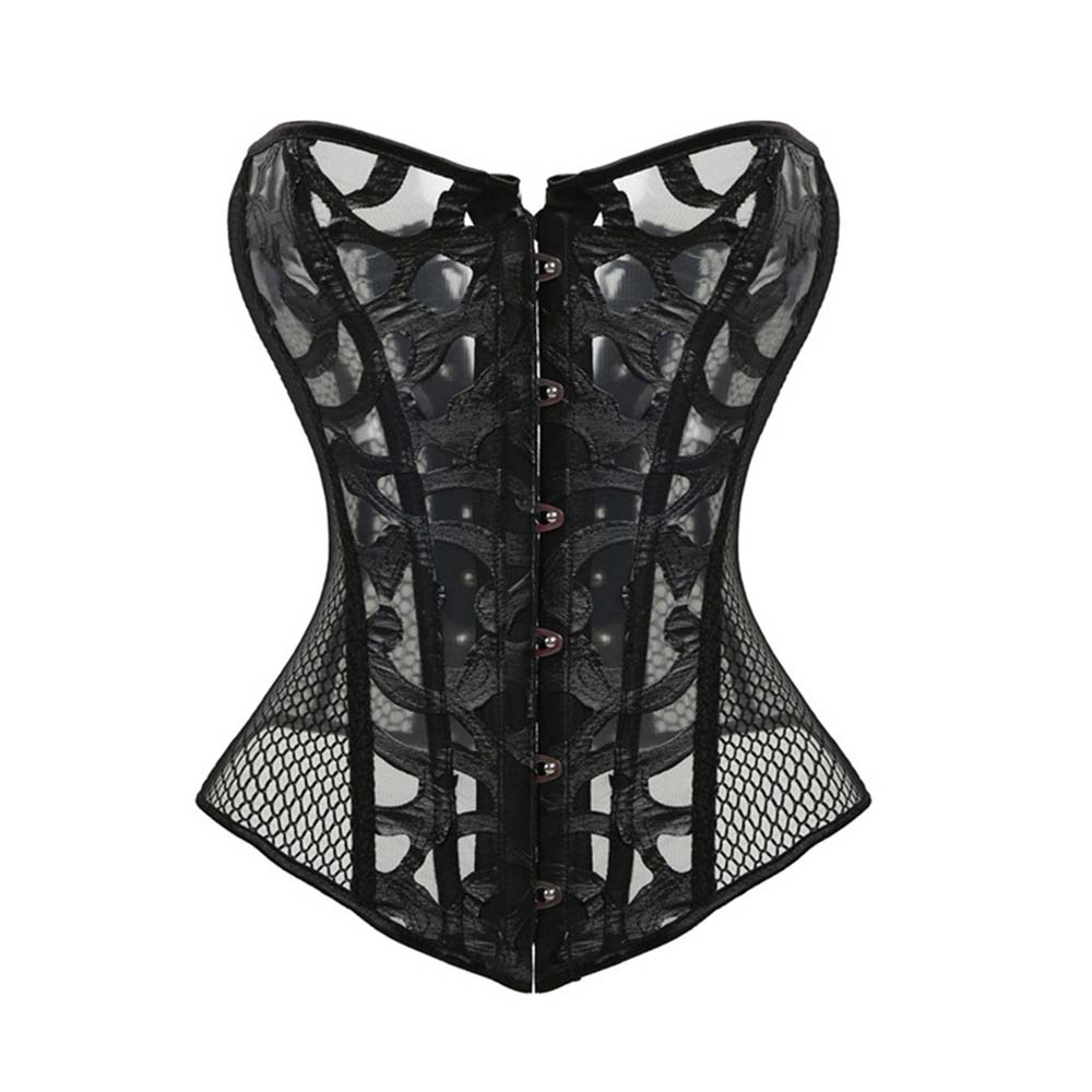 Sexy Mesh Hollow Out Flower Overbust Corset | Gthic.com