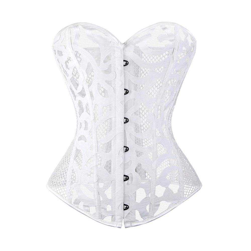 Sexy Mesh Hollow Out Flower Overbust Corset | Gthic.com