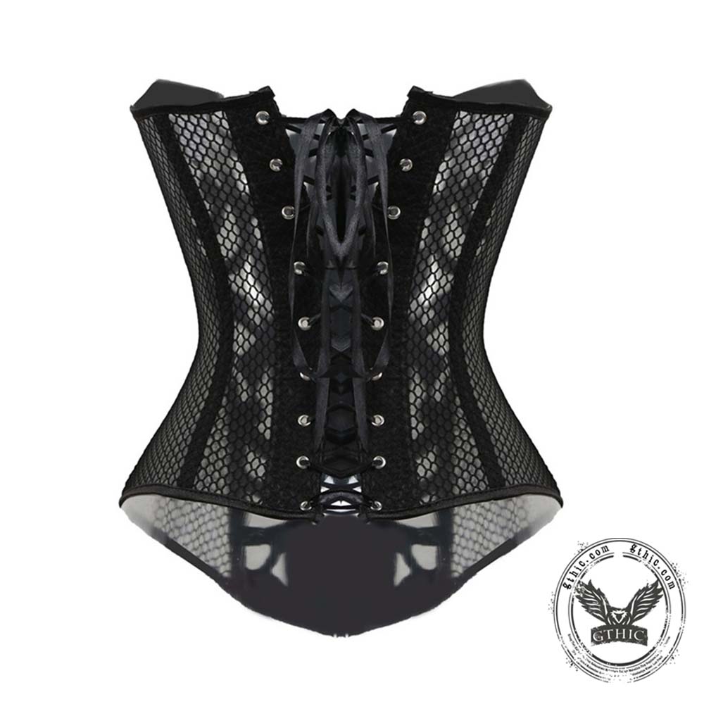 Top corsé con cuello halter y cordones vintage