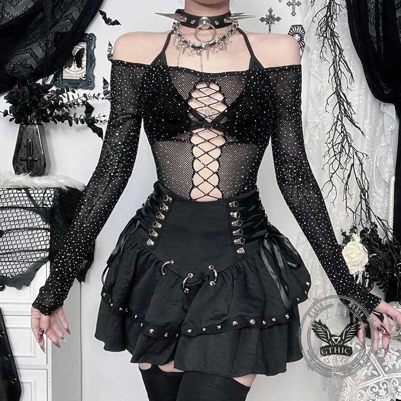 Sexy Mesh Hollow Spider Web See-Through Bodysuit