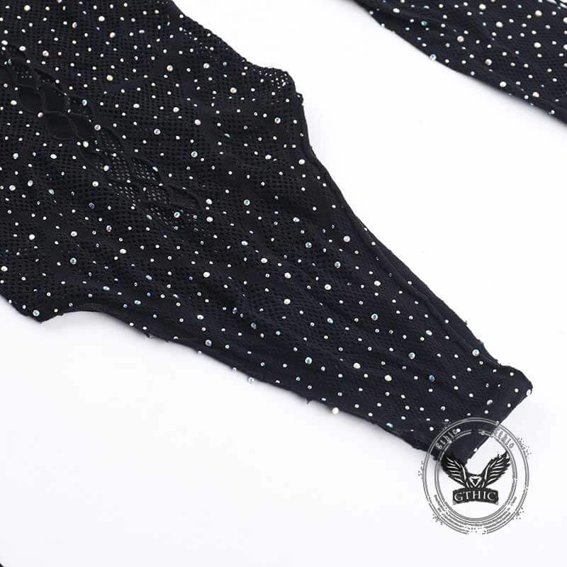 Sexy Mesh Hollow Spider Web See-Through Bodysuit